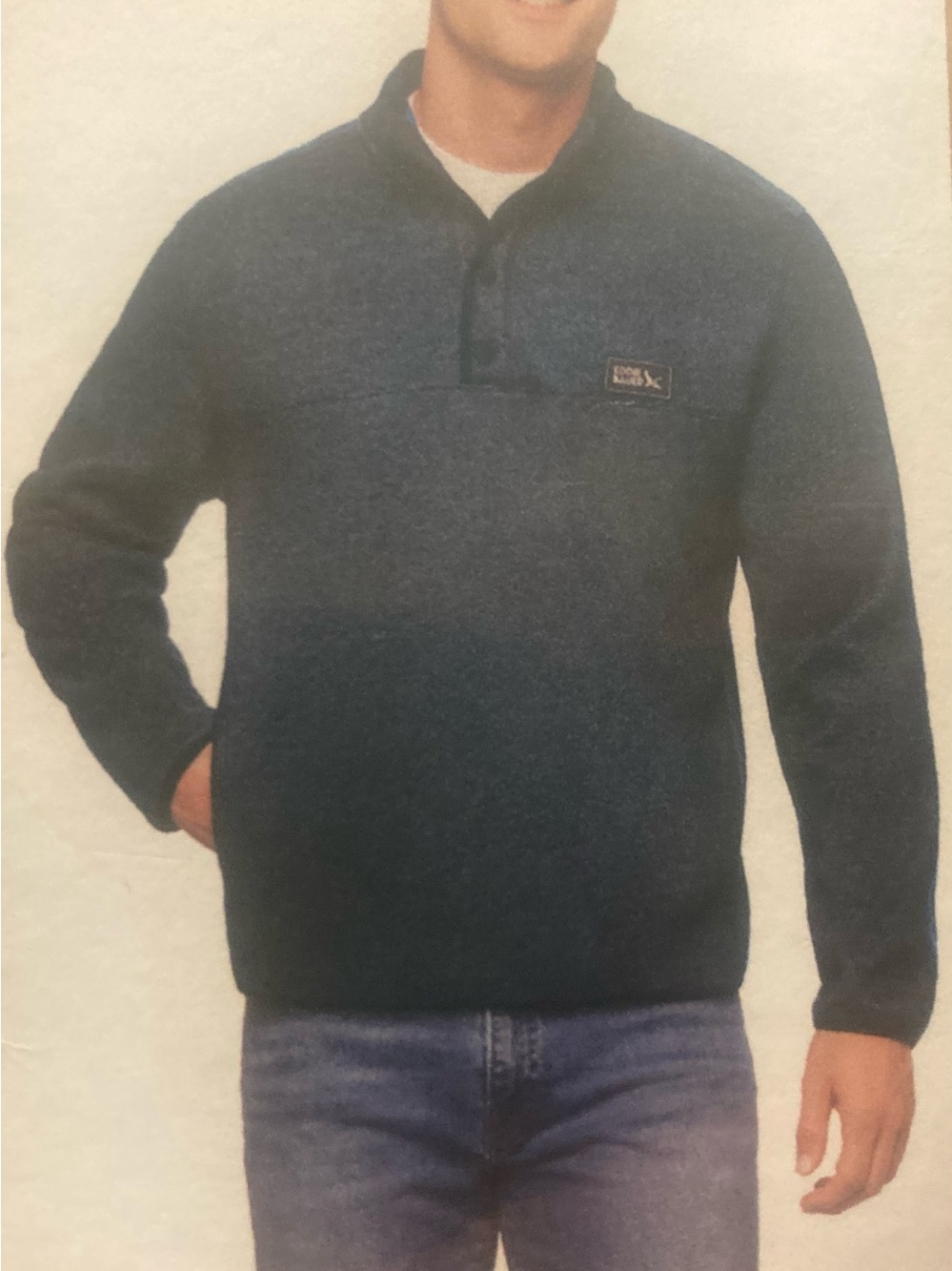 Eddie Bauer Men's Small Blue 1/4 Snap Pullover Fleece Sweater NWT, $90 MSRP